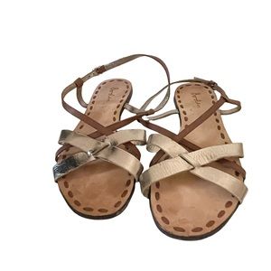 Boden Genuine Leather Brown Strappy Flat Sandals Size 40